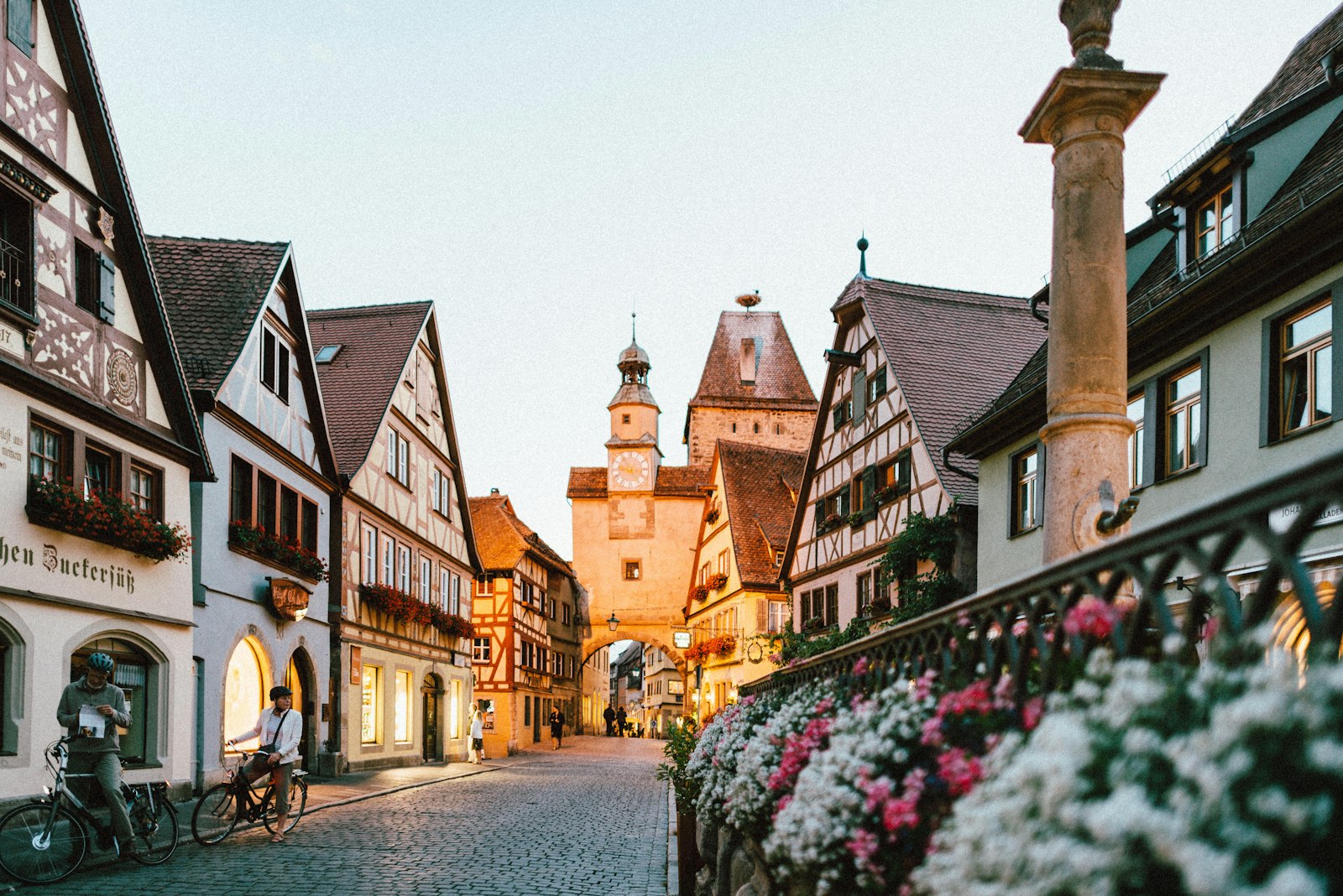 Medieval German village street in Rothenburg